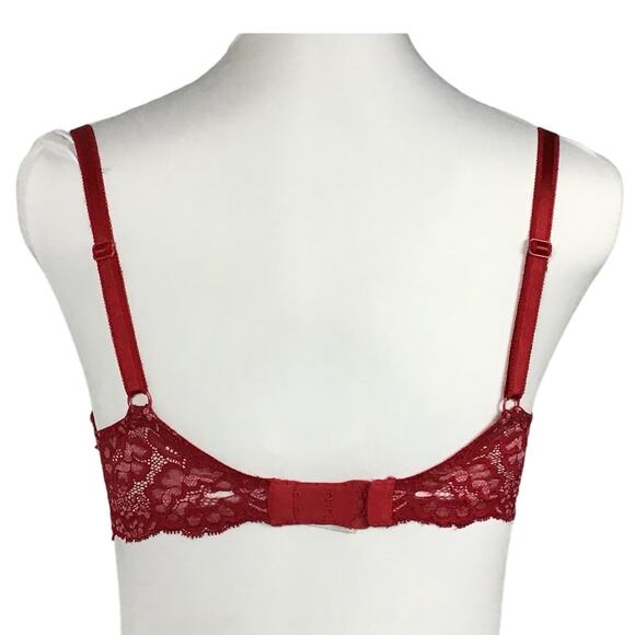 Victoria's Secret Dream Angels Push Up PaddedLipstick Red Lace Trim Bra 34D - Picture 3 of 7